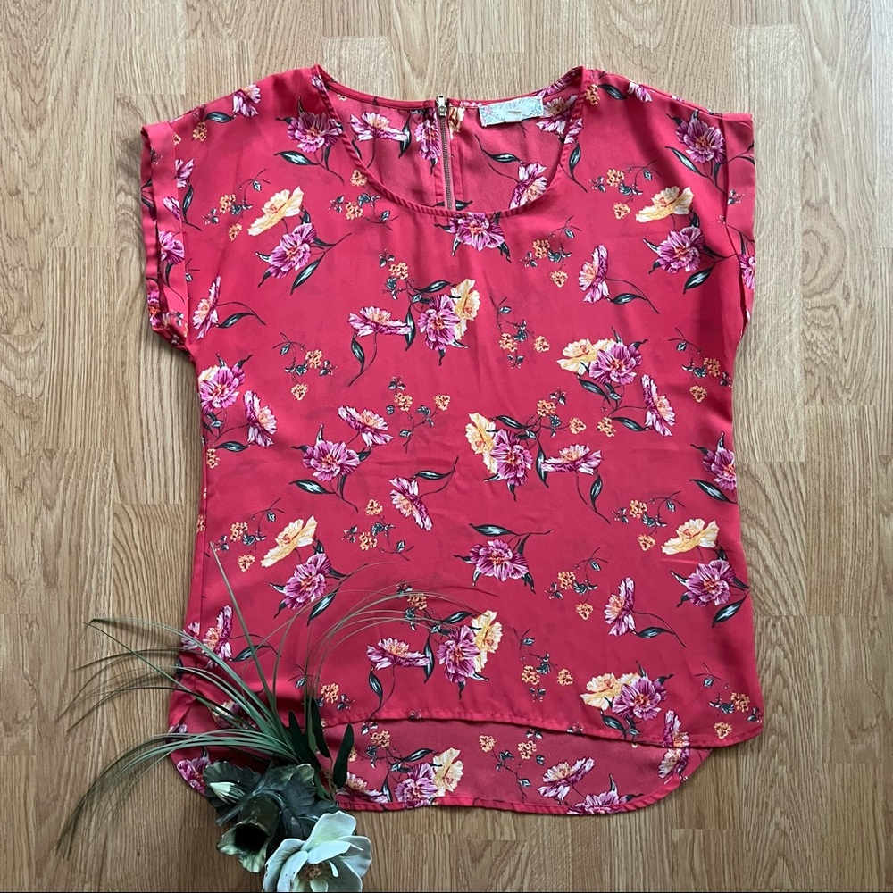 Pink Rose floral blouse